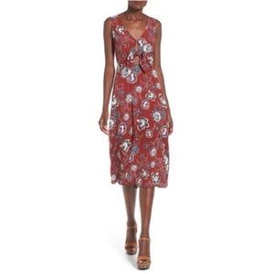 ASTR The Label Red Floral Dress Keyhole Tie Size Small